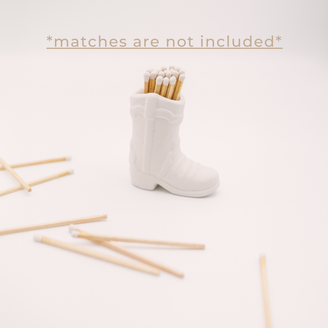 White Cowboy Boot Match Holder