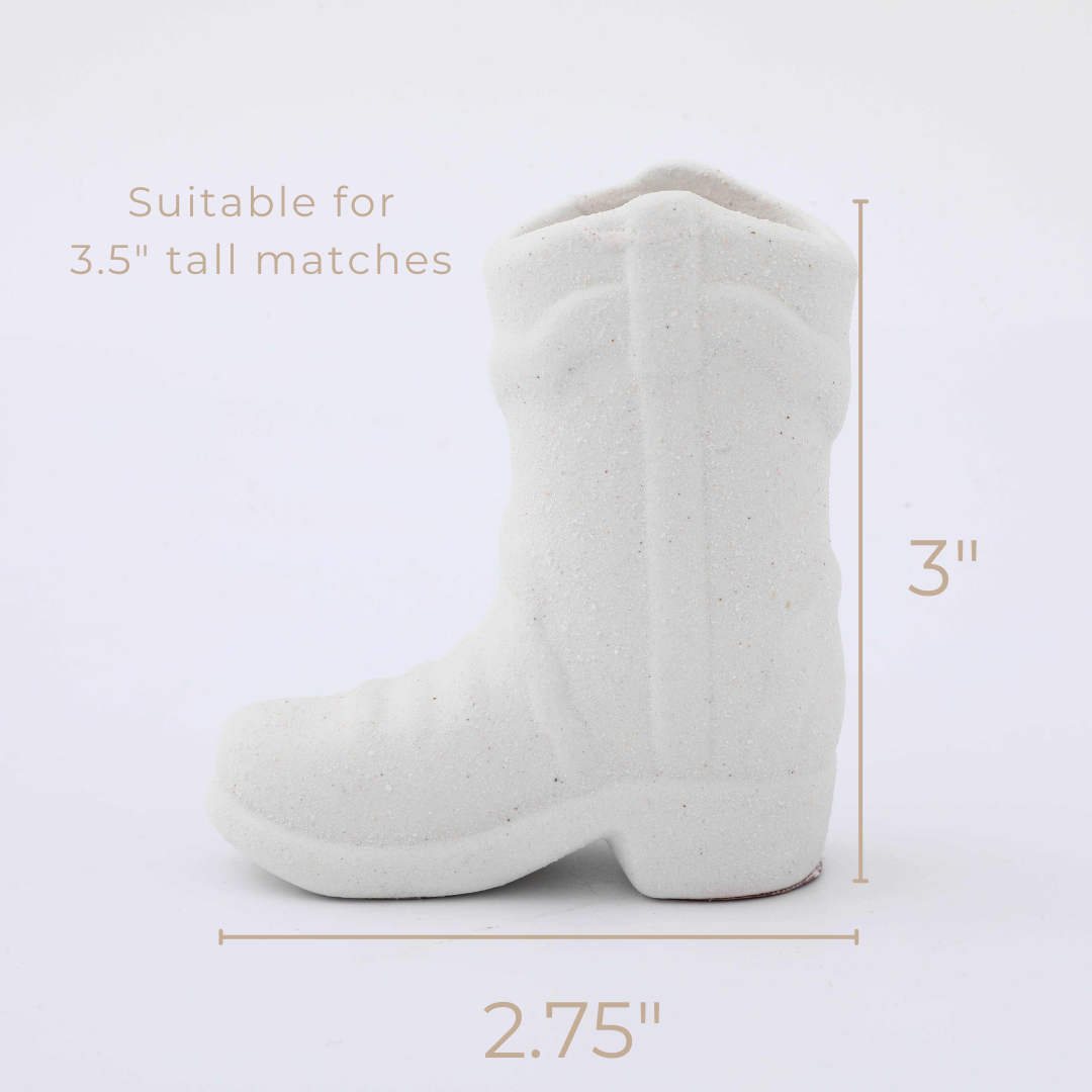 White Cowboy Boot Match Holder